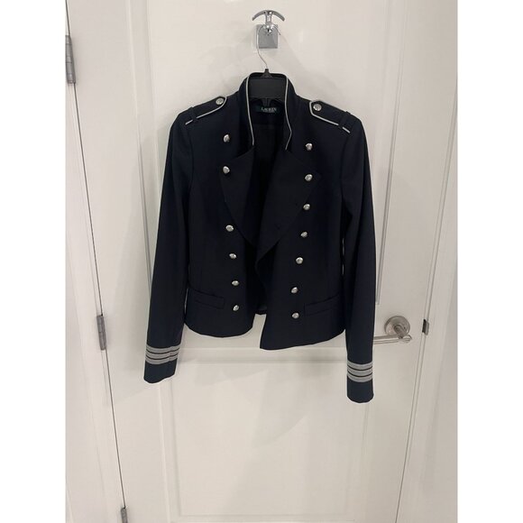 NWOT Lauren Ralph Lauren Jacket Black Military Double breast Sz 2 - Picture 5 of 16